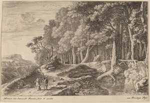 Skog omkranset av en bekk av Herman van Swanevelt