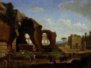 Utsikt over Roma med Venustempelet og Roma og Konstantinbuen av Herman van Swanevelt