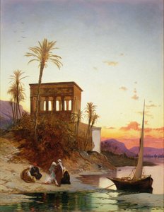 Leirbrann ved elven, kiosken til Trajan, ca. 1880