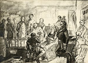 Abraham Lincoln på hans dødsleie, ca. 1865 av Hermann Faber