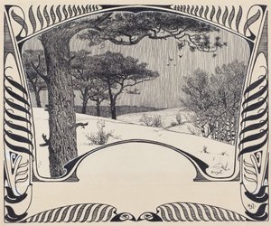 Et vinterlandskap innenfor en Jugendstil-grense av Hermann Hirzel