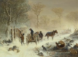 Laster tre i snøen, 1858