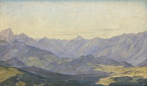 Mountain Valley i Oberbayern, 1829 (olje på papir)