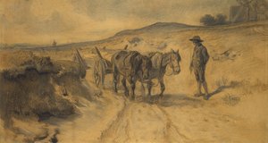 On the Moorland, ca. 1855 (kritt og blyant på papp)