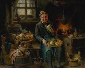 Gammel mann på kjøkkenet, 1875.