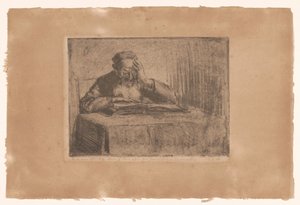 Jødisk mann som leser av Hermann Struck (signed by artist)