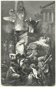 Augustus holdt tale ved begravelsen til nevøen Marcellus, 23 f.Kr av Hermann Vogel