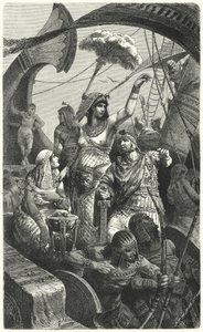 Cleopatra under slaget ved Actium, 31 f.Kr av Hermann Vogel