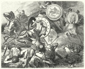 Epaminondas reddet livet til Pelopidas i slaget ved Mantinea, 385 f.Kr.
