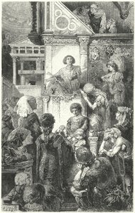 Giovanni Boccaccio resiterer Dantes guddommelig komedie for folket i Firenze, 1300-tallet av Hermann Vogel