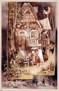 Hans og Grete, fortelling av Grimm - illustrasjon av Hermann Vogel