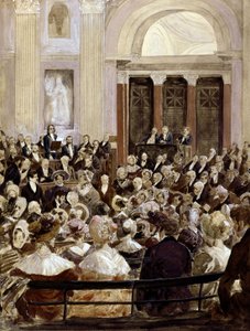 Mottakelse av Victor Hugo ved Academie Francaise, Paris, 3. juni 1841 (wc på papir) av Hermann Vogel