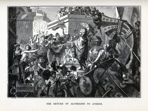 Alkibiades retur til Athen, 1882 av Hermann Vogel