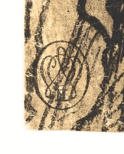 Kristi gravleggelse (recto); Landskap med en by ved en elv (verso)