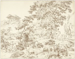 Arkadisch landschap met voetbadende vrouw   1330420   no       norwegian Successfully Translated  Original: Portrait of Sophie Louise of Württemberg-Stuttgart 1642-1702, Margravine of..., 1672. Translat: Portrait of Sophie Louise of Württemberg-Stuttgart 1 av Hermanus Fock
