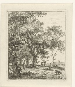 Landskap med kvinne og hund