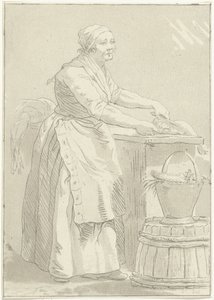 Fish cleaning woman Fish woman av Hermanus Fock