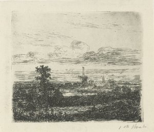 Landskap med mølle av Hermanus Jan Hendrik van Rijkelijkhuysen