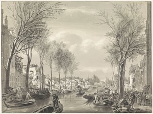 Restaureringsarbeid på Steenschuur etter katastrofen, 1807 av Hermanus Numan (possibly)