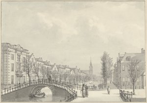 Utsikt over Rapenburg i Leiden fra Nieuwsteegbrug, 1807 av Hermanus Numan (signed by artist)
