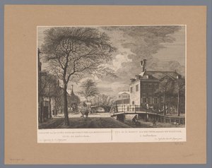 Utsikt over Oudezijds Huiszithuis i Amsterdam Utsikt over Oude-Zyds-Huysziten-Almoesseniershuis, til Amsterdam / Vue de la maison des pauvres, nommée Huyszit, à Amsterdam (tittel på objekt) av Hermanus Petrus Schouten (possibly)