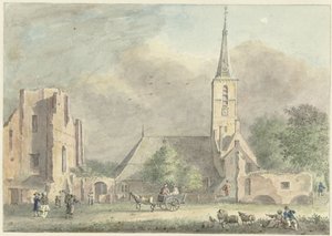 Kirke og ruinene av klosteret i Rijnsburg