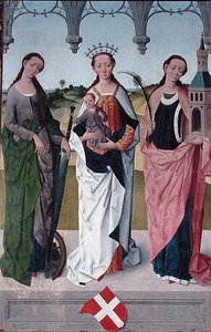 St. Catherine, the Virgin Mary and St. Barbara, fra Høyalteret i St. Nicholas Church, 1481 (detaljer) (se 197688-90, 197692)