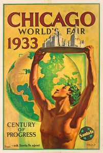 Plakat som reklamerer for verdensutstillingen i Chicago i 1933 av Hernando Villa