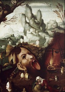 The Temptation of St Anthony (Temptation of St Anthony) Detaljmaleri av Henri Met de Bles dit Civetta (1480-1550) Dim 78,5x97,2 cm Venezia Museo Correr