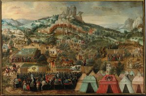 En beleiring ved Therouanne, med en hær ledet av Charles V som leiret under byen