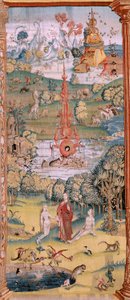 flamsk billedvev. Serie fire billedvev etter Hieronymus Bosch. The Garden of Earthly Delights (Jardín de las Delicias). Fjerde billedvev i serien. Modell Inspirert av arbeidet til Hieronymus Bosch. Produksjon Ukjent verksted, Brussel. Før 1560. Fa av Hieronymus (after) Bosch