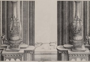 Den midtre delen av inngangspartiet til sentralportalen, søylene dekorert av sirener ..., 1515.