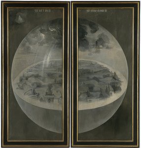 Hagen med jordiske gleder. Triptych, bakside: Skapelsen. Rundt 1500-05 av Hieronymus Bosch