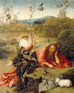 "" Døperen Johannes døset i naturen "" Maleri av Hieronymus Van Aeken (Aken) sier Jerome Bosch (1450-1516) 1504-1505 Madrid. Lazaro Galdiano-stiftelsen av Hieronymus Bosch