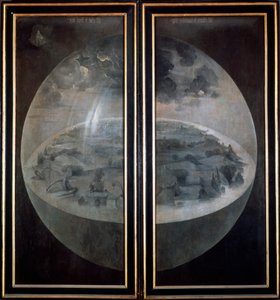 The Creation of the World, lukkede dører til triptyken The Garden of Earthly Delights, c1500 av Hieronymus Bosch