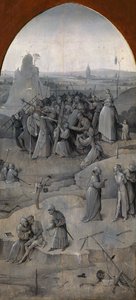 Sankt Anthonys fristelse. Triptych, bakside: Kristus bærer korset, 1500-1501. av Hieronymus Bosch
