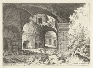 Åttende utsikt over Colosseum i Roma Colossi til prospekt vs 8 (tittel på objekt) Romerske ruiner (serietittel) av Hieronymus Cock