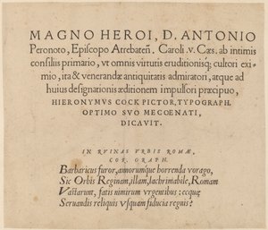 Dedikasjonsside av Hieronymus Cock
