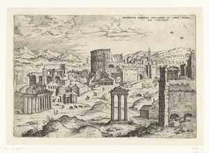 Se på Forum Romanum (tittel på objekt) Romerske ruiner (serietittel) av Hieronymus Cock