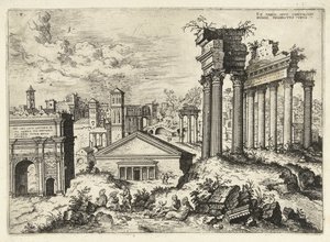 Utsikt over Forum Romanum fra Capitol Ex variis, apvd capitolvm rvinis (...) (tittel på objekt) Romerske ruiner (serietittel) av Hieronymus Cock