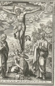 Korsfestelse med Maria, døperen Johannes og Maria Magdalena av Hieronymus Cock