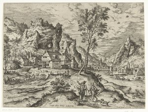 Tobias og engelen Landskap med bibelske og mytologiske scener (serietittel) av Hieronymus Cock