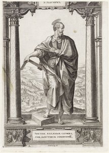 H. Matthew S. Mathevs (tittel på objekt) Kristus og de tolv apostler, og H. Paul (serietittel) av Hieronymus Wierix