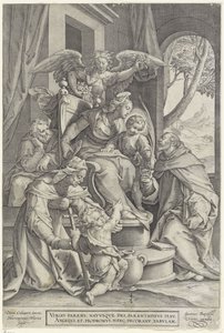 Hellig familie med Elizabeth og døperen Johannes, etter Denys Calvaert, 1563 - før 1611 av Hieronymus or Jerome Wierix