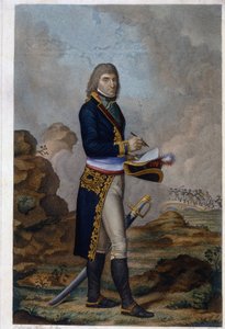 Portrett av keiser Napoleon Bonaparte (1769-1821). (Portrett av keiser Napoleon Bonaparte). Verk av Hilaire Ledru (1769-1840), gravering farget i akvarell, ca. 1810. Fransk kunst av Hilaire Ledru