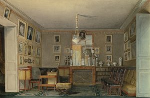 A Paris Connoisseurs Cabinet Room, ca. 1815 (wc og gouache på papir) av Hilaire Thierry