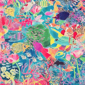 Underwater Rainbow, 1993 (farget blekk på silke)