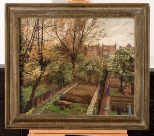 Wartime Garden, Finchley Road, Hampstead (olje på lerret) av Hilda Carline