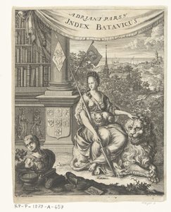 Tittelside for Index Batavicus, eller navnelisten til Batavise og nederlandske forfattere Indeks Batavicus (tittel på objekt) av Hillebrand van der Aa
