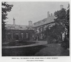 Frewin Hall, residensen til kong Edward VII mens han studerte ved Oxford University (s/hv-bilde)